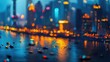 © Alla - A blurred image of a cityscape at night with bright lights and skyscrapers