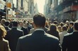 © Imagentive - Man in Suit, Blurry Urban Crowd, Bright Sunlight