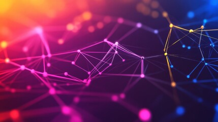 Colorful line of dots and lines. The lines are in different colors and are connected to each other