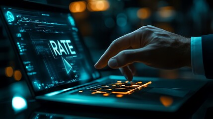 Close up of a business mans hand using a laptop