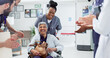 © peopleimages.com - Applause, doctor or patient in wheelchair for recovery, healing or surgery success in hospital. Excited people, senior woman or nurse in lobby for support, cancer free or rehabilitation in healthcare