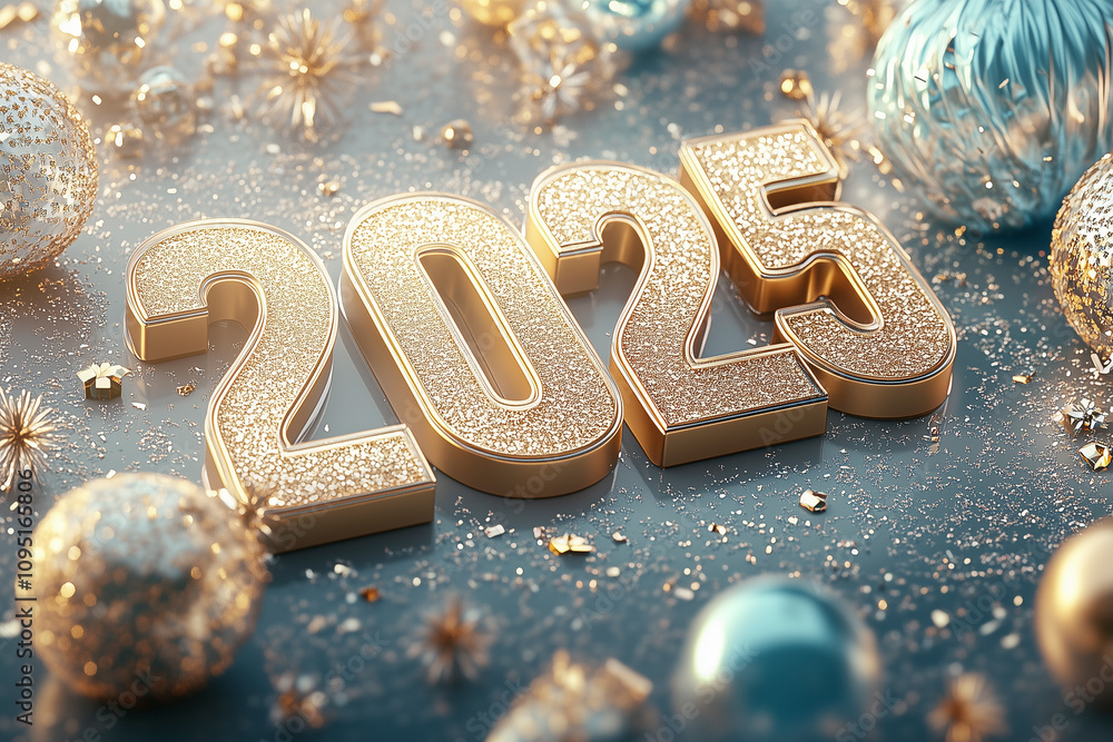  Goldene Jahreszahl 2025 - Glückwünsche und Grüße zum neuen Jahr 