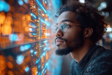 Aufkleber - Cloud engineer managing cloud infrastructure, with digital screens,