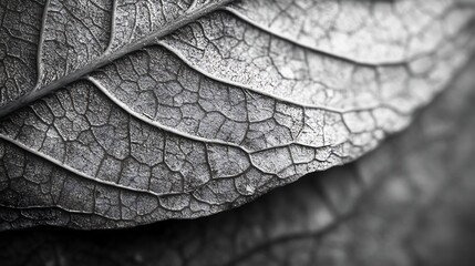 Closeup macro shot of a vibrant green botanical leaf revealing the intricate network of veins delicate textures and natural patterns under the soft natural light