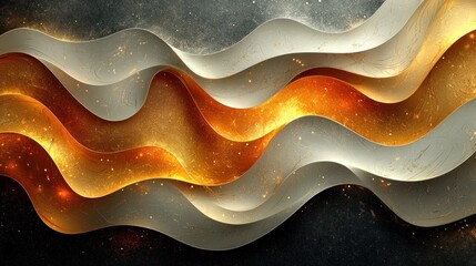 Wall Mural - golden waves: abstract art of luxury and elegance