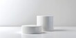 © Yellow Blossom - Minimalist White Cylinders on White Background, Product Display, Mockup, Showcase, Product Photography, White Background, Minimalism