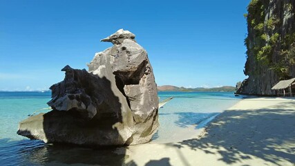 Wall Mural - beautiful view of tropical philippines island. white sand beach and bay with turquoise water, 4k