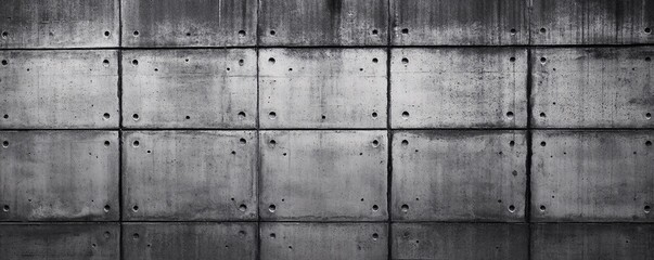 Aufkleber - Concrete wall forming a grid with holes, industrial background