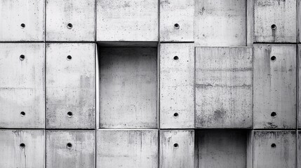 Poster - Concrete wall with openings creating abstract pattern