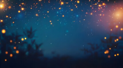 Sticker - Abstract Night Sky with Glowing Stars and Bokeh Lights Background.