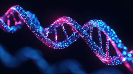 Glowing DNA Strand Genetic Code Science Biology Medicine
