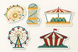 © Tofazzal - Amusement park themed stickers, non-overlapping separated on white background