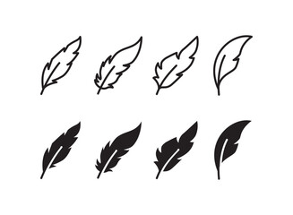 Feather icon vector, sign, symbol, logo, illustration, editable stroke, flat design style isolated on white linear