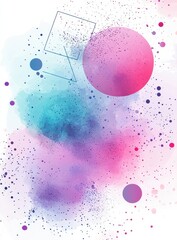 Canvas Print - abstract background with gradient colors and geometric shapes including triangles and circles creati