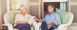 © peopleimages.com - Senior couple, holding hands and relax in home with love, bonding or trust on patio banner. Marriage, elderly people or support on porch with retirement comfort, sharing memories or relationship care