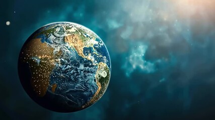Wall Mural - blue and white planet with a lot of snow on it. the planet is surrounded by a lot of stars and the s