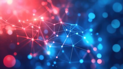 abstract network connection: digital red and blue node web