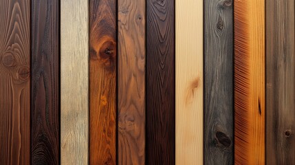 Wall Mural - Close-up of various wood panels showcasing diverse grains and natural tones.