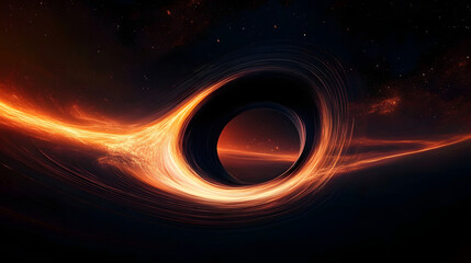 Wall Mural - A mesmerizing black hole warps space with its immense gravitational pull, AI