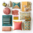 © kora studio - mood board tone for interior pattern fabric   design presentation orange pink  and turquoise blue  tone and material