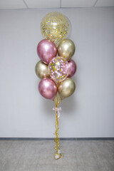 Wall Mural - pink and gold balloons chrome and balloons with confetti and helium