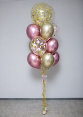 Wall Mural - pink and gold balloons chrome and balloons with confetti and helium