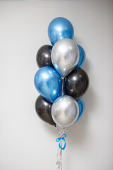 Wall Mural - black and blue balloons chrome for boyfriend with helium