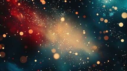 Poster - Abstract festive background with blurred colorful lights and glittering particles creating magical atmosphere