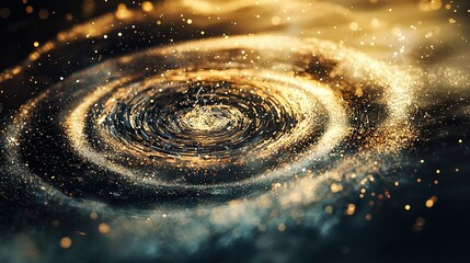 Poster - a sharp focus on the star-filled center of a night sky spiral, surrounded by a hazy background