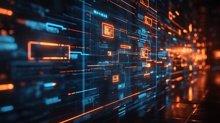 Abstract Digital Data Stream: Futuristic Technology Interface