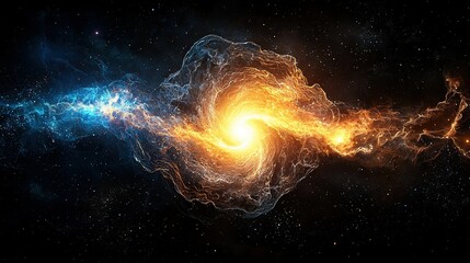 black hole image with radiant orange and blue light emanating from it