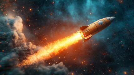 Wall Mural - rocket in space