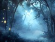 © bvbflo1 - A dense enchanted forest illuminated by floating shimmering fireflies