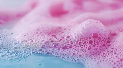 Wall Mural -   A pink-blue substance in bathtub, water droplets