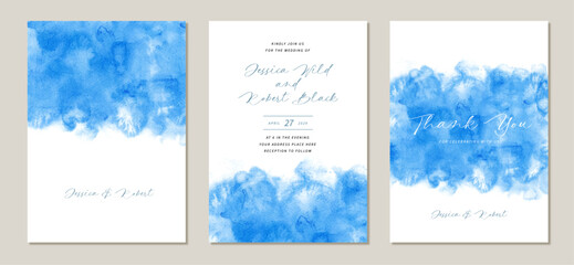 abstract blue watercolor background wedding invitation card