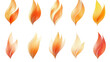 © Nano Photos - Illustrated flames set against a white background, showcasing variations in shape and color, ranging from deep reds to soft yellows and oranges.