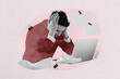 © deagreez - Trend artwork composite 3D photo collage design of young man businessman sit headache overworked office laptop remote tired manager