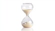 © 69 - Elegant Glass Hourglass with White Sand Representing Time Management, Patience, and the Passage of Time Isolated on a Bright Background for Stock Photography