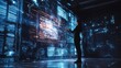 © Chainarong - Silhouette of person interacting with a large digital screen.