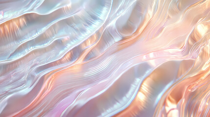 Wall Mural - Close-up of iridescent pearl shell texture with soft natural ripples. minimal background for design. Iridescent Pearl Shells. Illustration