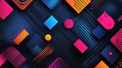 minimalist design of geometric pattern with vibrant neon colors