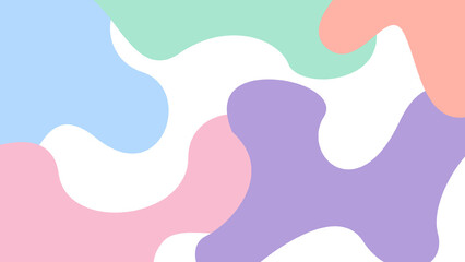 Poster - A colorful abstract pattern featuring soft shapes in pastel tones against a white background, creating a playful and modern design.