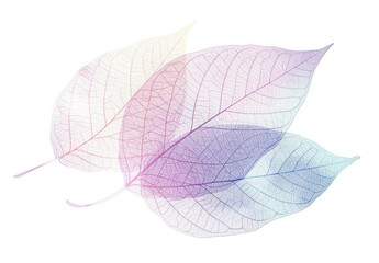 Sticker - Delicate translucent leaves in soft pastel colors, creating a serene and calming atmosphere. Nature and tranquility concept.