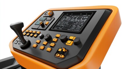 Fototapete - Control panel with buttons and joystick for machinery operation.