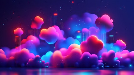 Wall Mural - vibrant abstract clouds in neon colors
