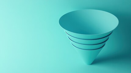 Fototapete - A minimalist design featuring a turquoise funnel with three concentric layers.