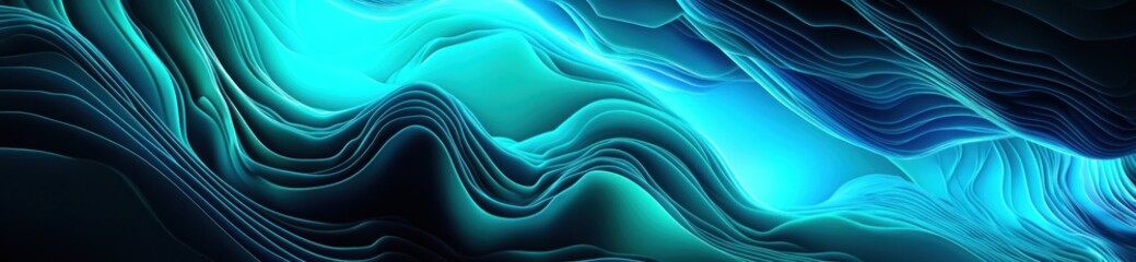 Fototapete - Abstract waves in vibrant blue tones, creating a dynamic visual experience.