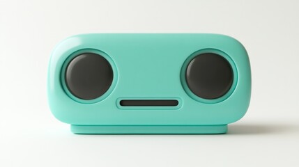 Aufkleber - A turquoise speaker with two black circular speakers and a minimalist design.