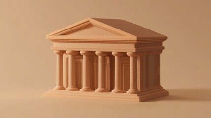 Leinwandbilder - A stylized representation of a classical building with columns on a soft background.