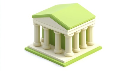 Leinwandbilder - A stylized, minimalist representation of a classical building with columns and a sloped roof.
